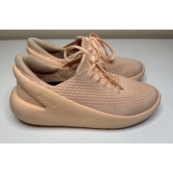 Kizik Roamer Hands-Free Sneaker Unisex Womens 8.5 Mens 7 Peach Knit Low Tie Up - Picture 1 of 9